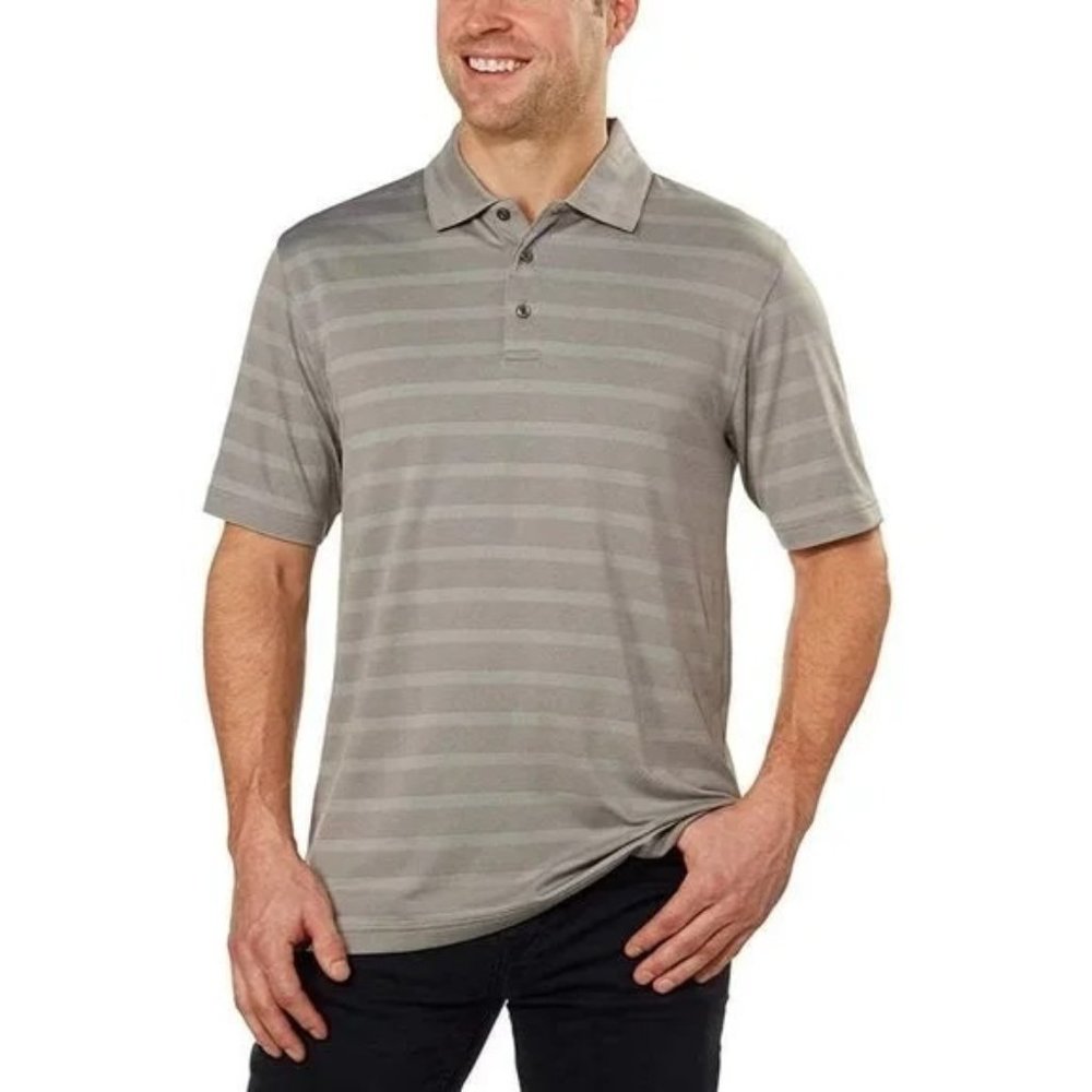 Bolle Gray Collard Striped Golf Shirt Size XL